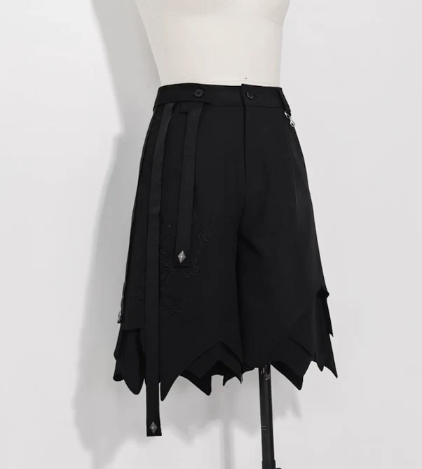 Ouji Lolita Irregular Hem Black Shorts - Image 11
