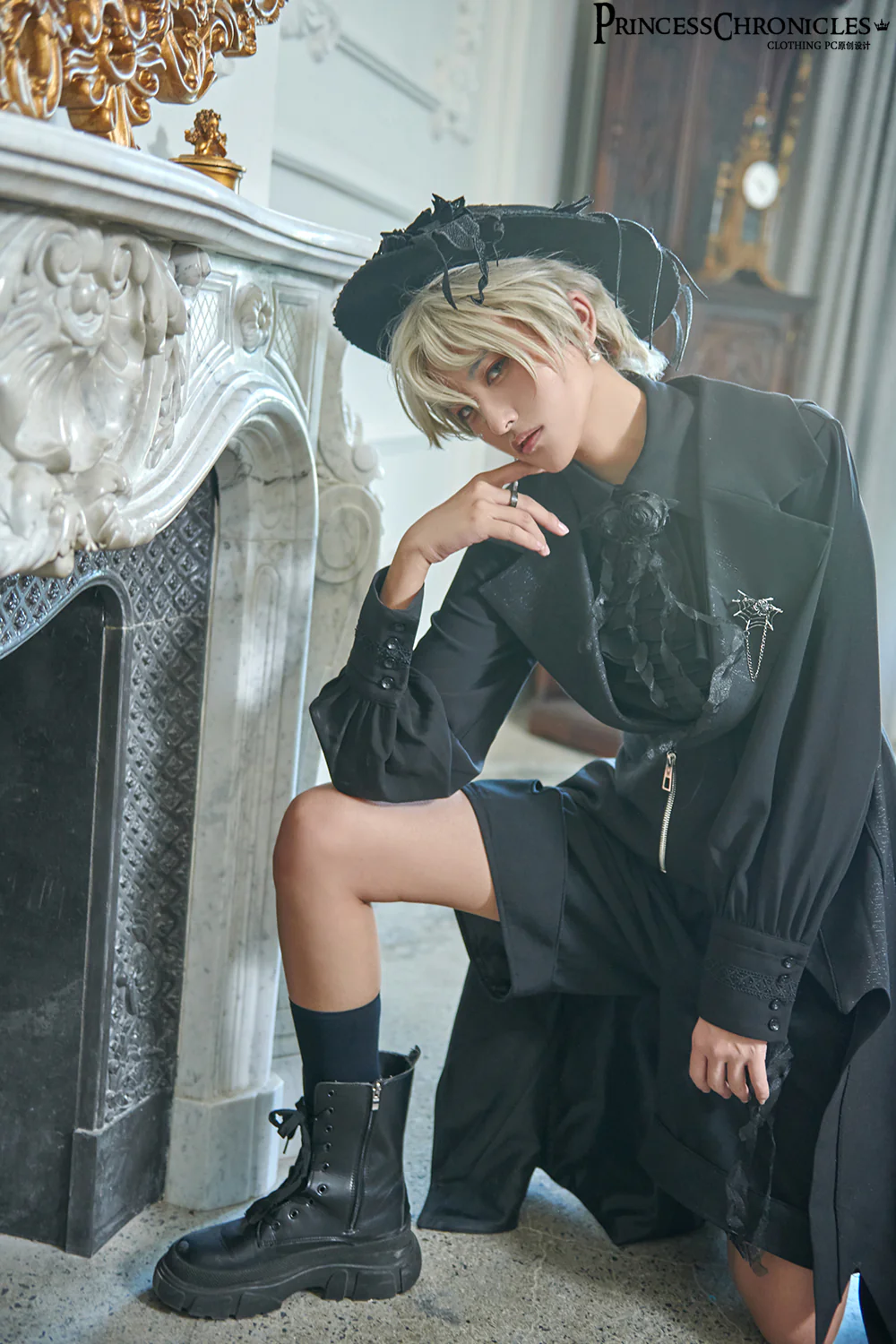 Wind - Ouji Lolita Black Long Vest - Image 10