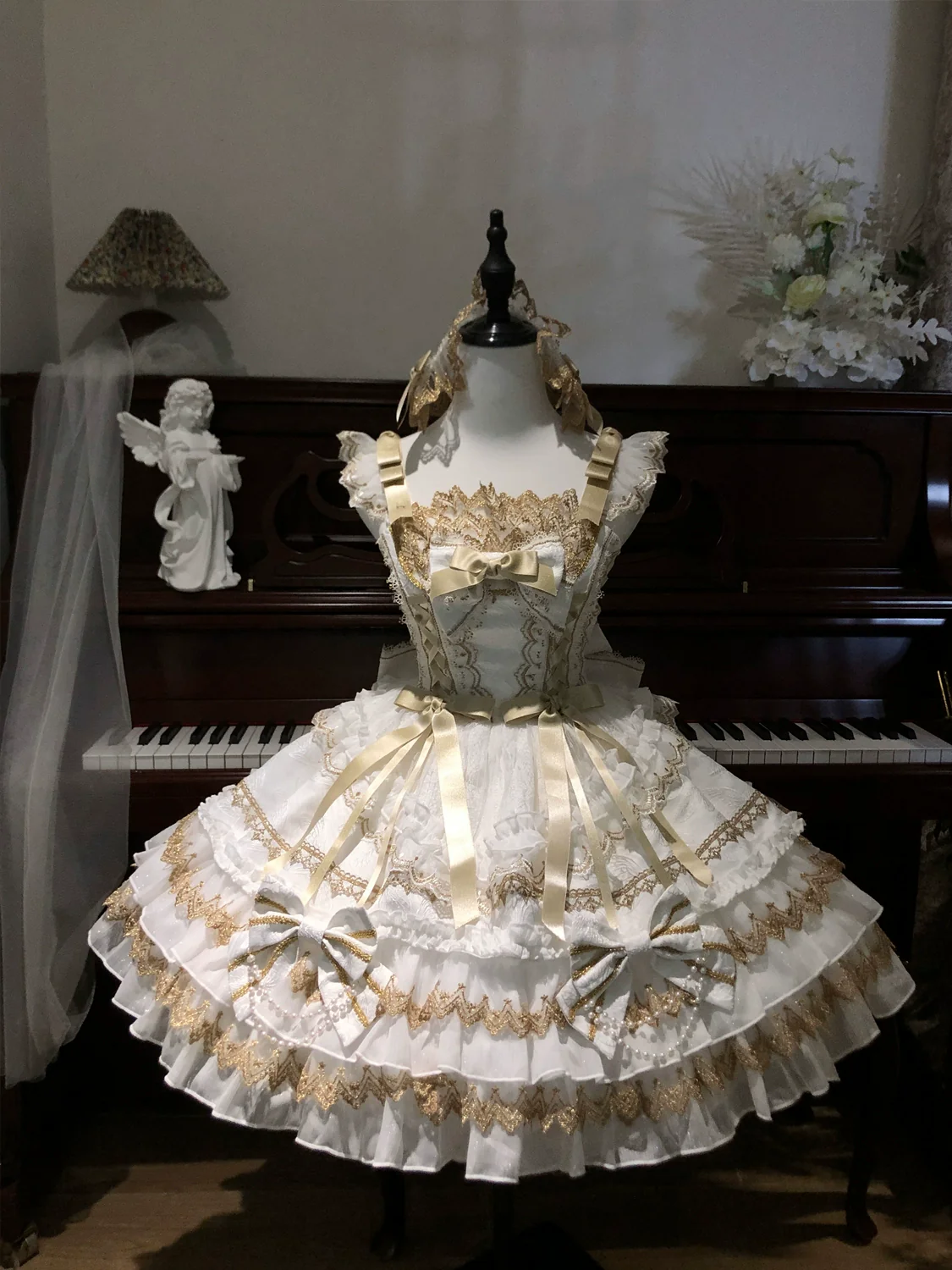 Hanguliang - Gilded Memories - Princess Lolita Jumper Dress, Tiered Ruffles - Image 14