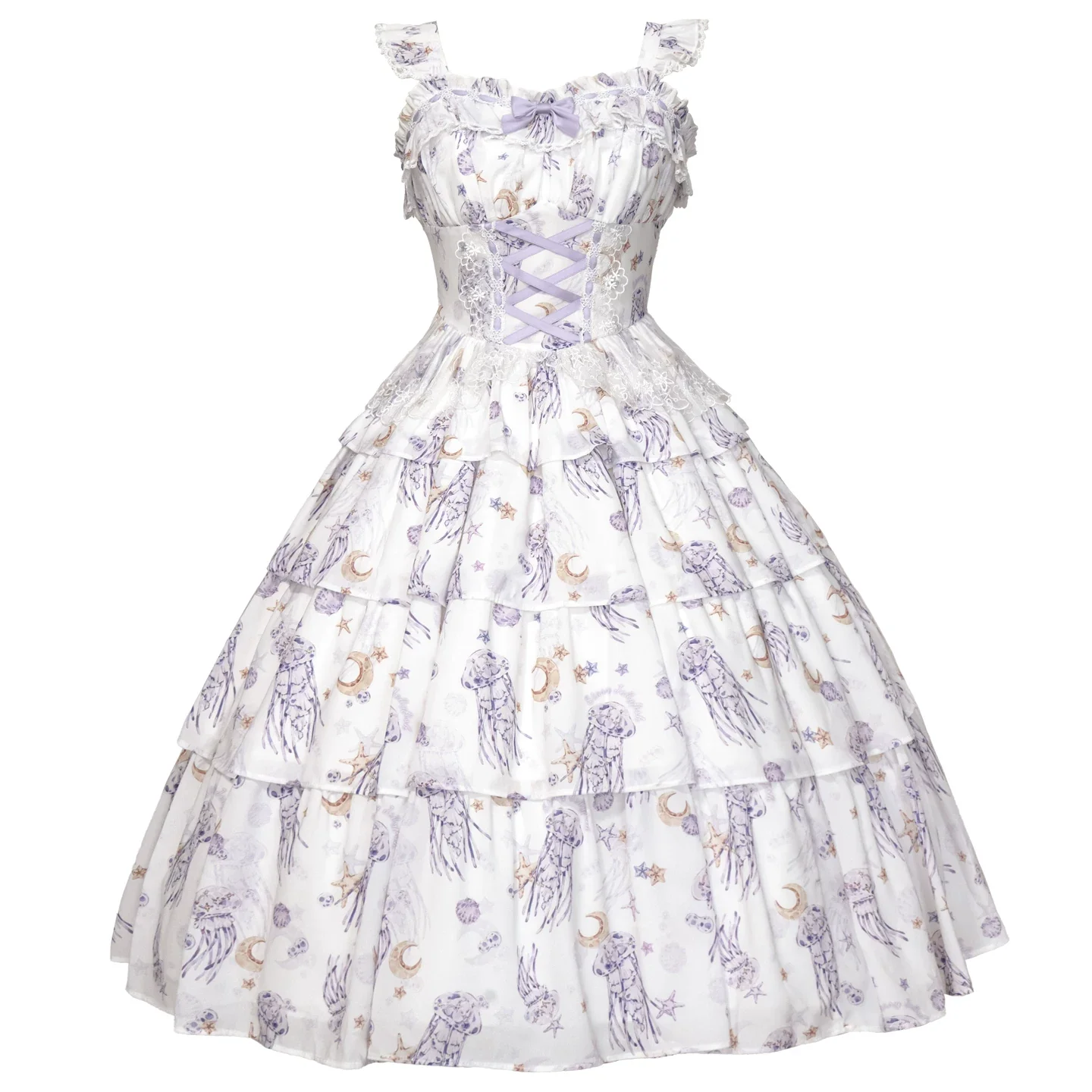Starry Jellyfish - Printed Classic Lolita JSK Dress, Short Sleeve OP - Image 28