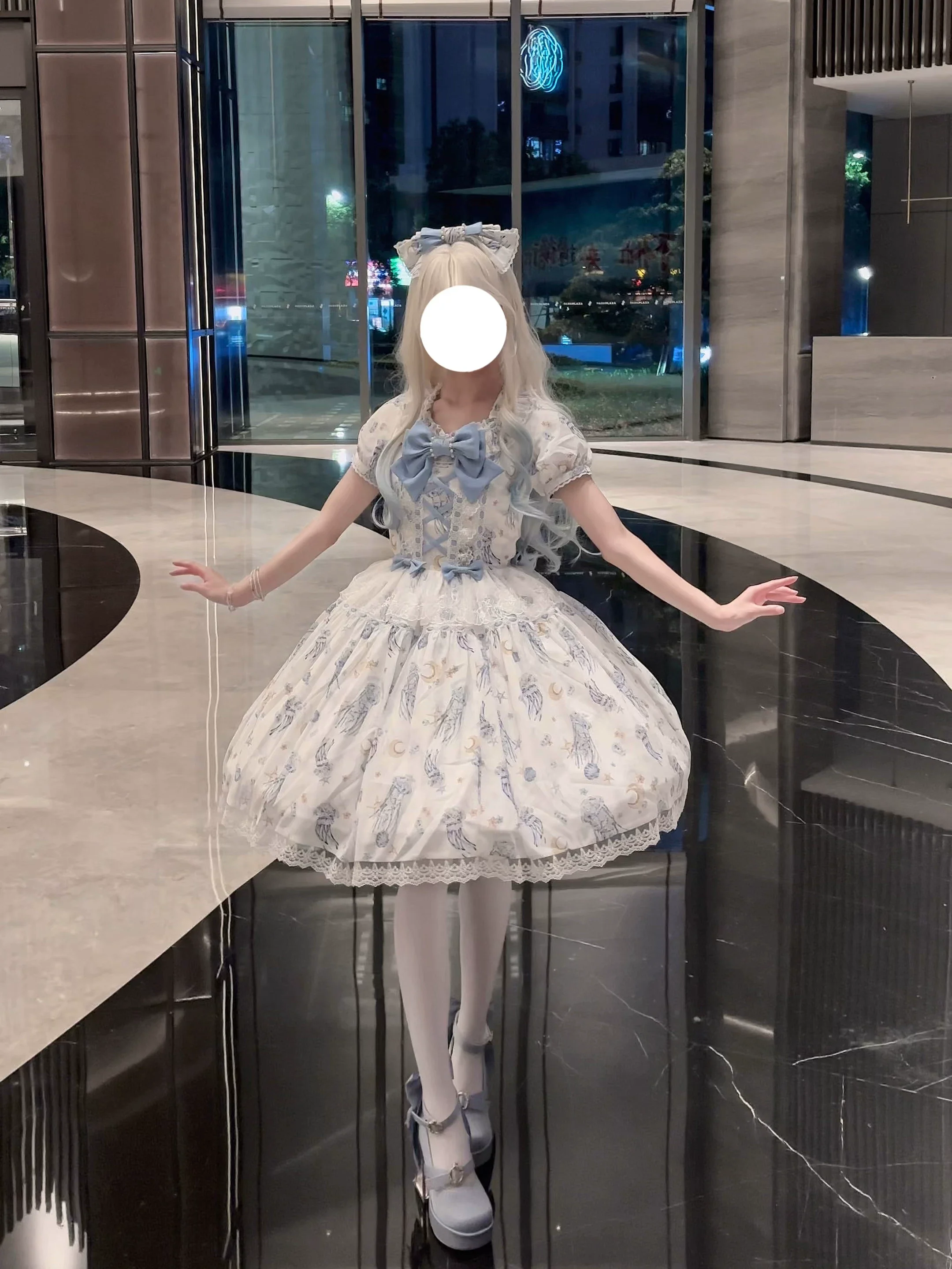 Starry Jellyfish - Printed Classic Lolita JSK Dress, Short Sleeve OP - Image 5