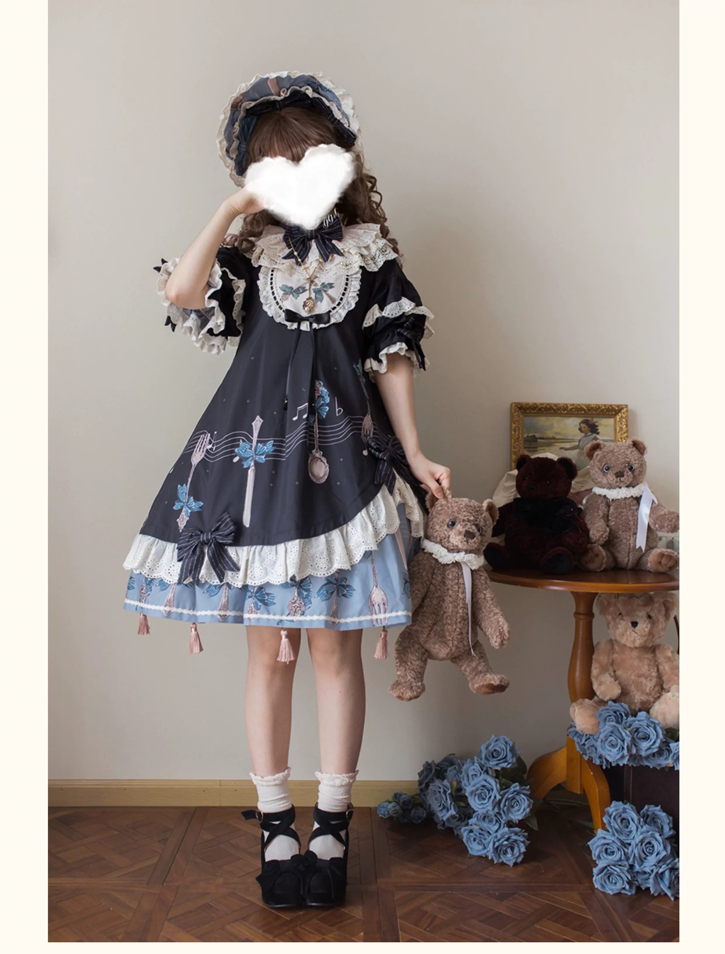 Witch's Banquet - Printed Doll-like Sweet Lolita OP, Apron-like Front - Image 9
