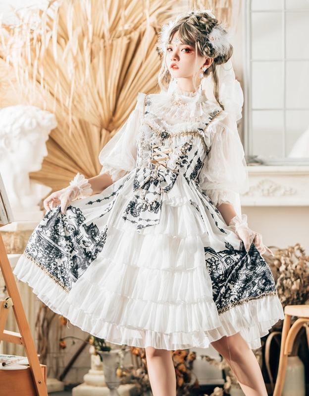 Dragon Witch - Printed Gothic Lolita JSK Dress, Front Opening - Image 4