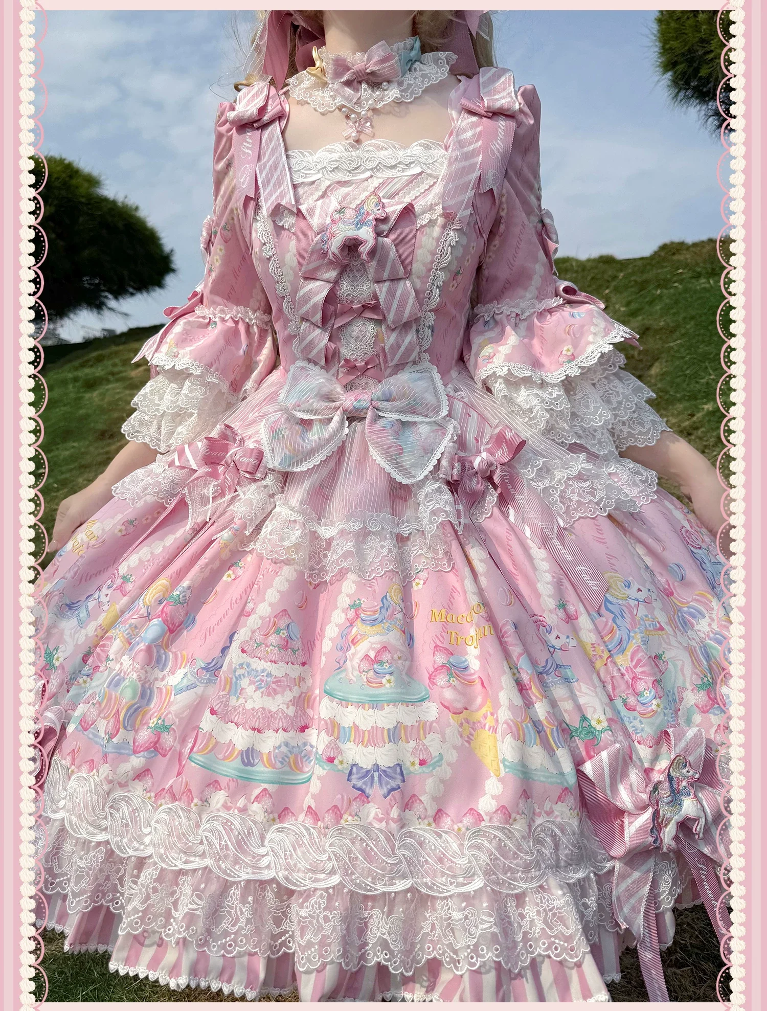 Macaron - Printed Sweet Lolita OP Dress, Old School Lolita JSK Available - Image 32