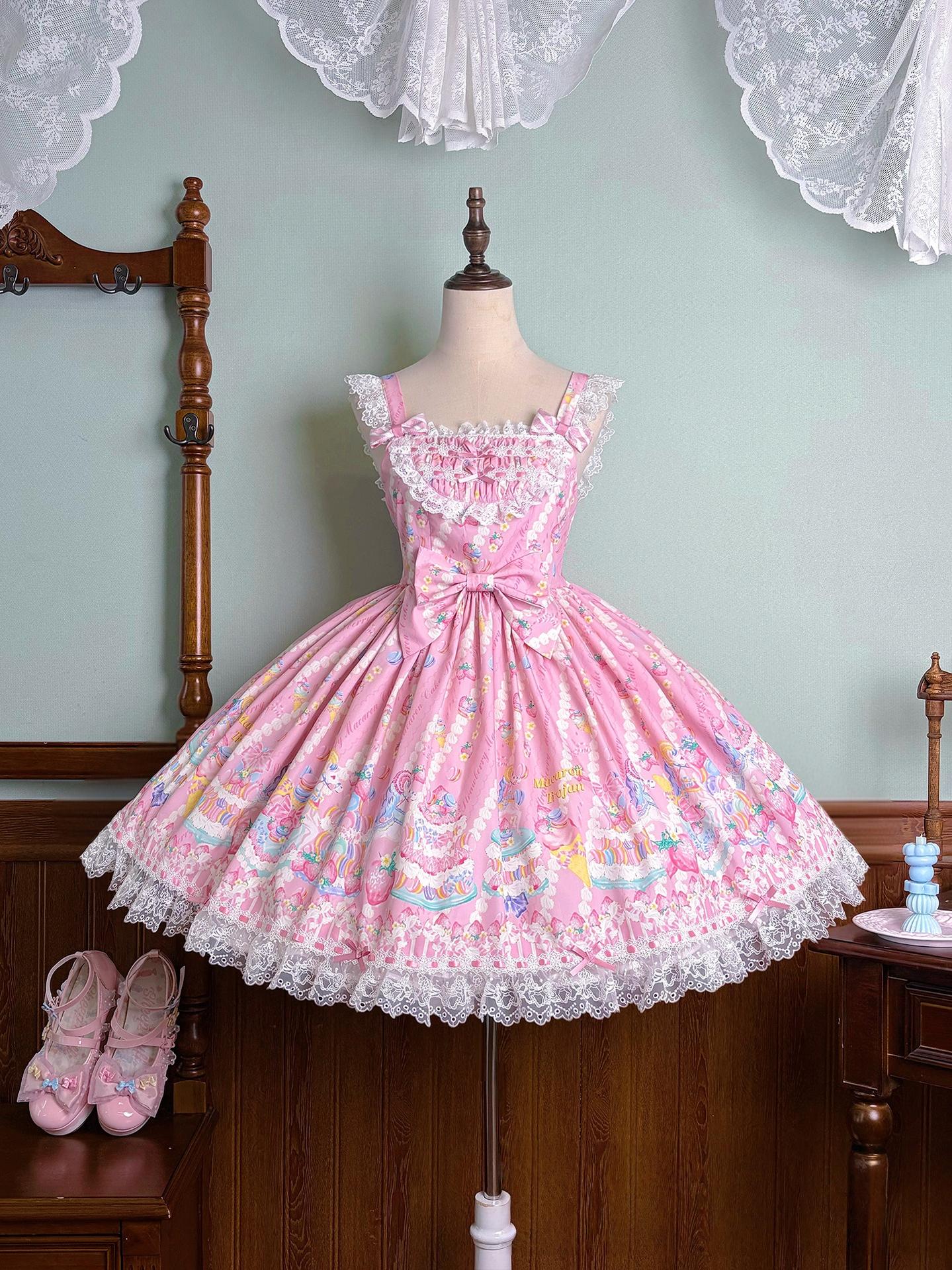 Macaron - Printed Sweet Lolita OP Dress, Old School Lolita JSK Available - Image 59