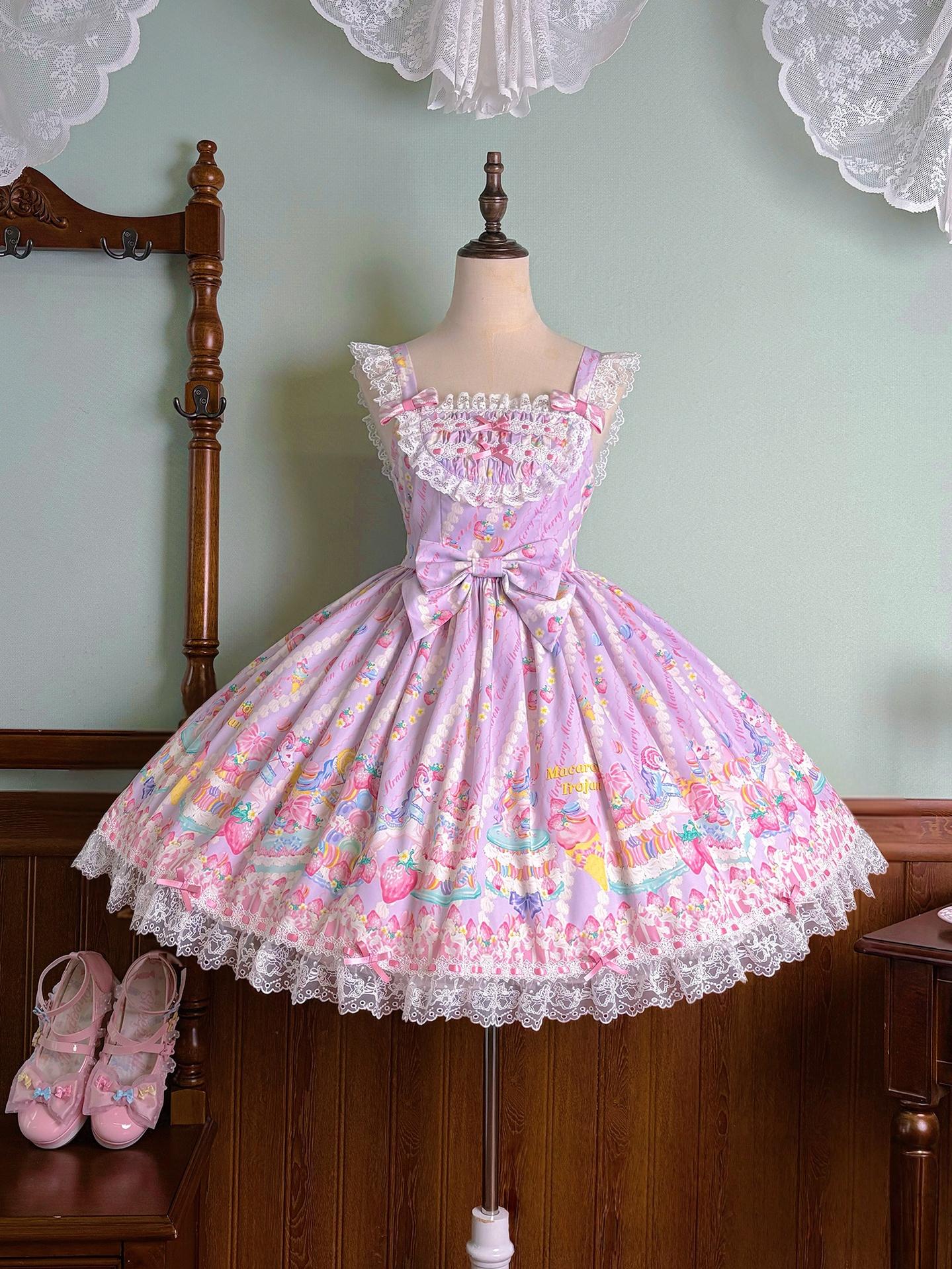 Macaron - Printed Sweet Lolita OP Dress, Old School Lolita JSK Available - Image 80
