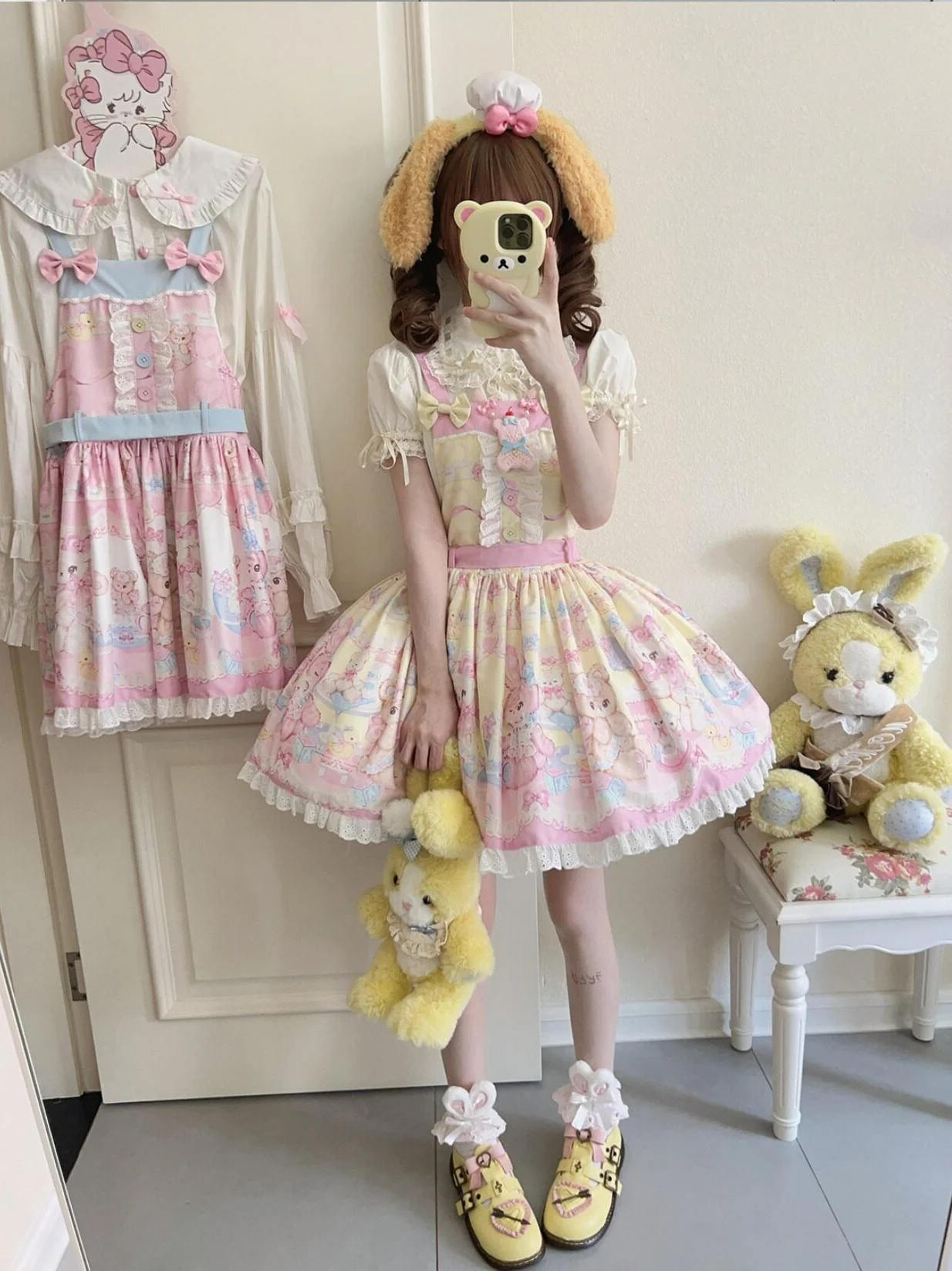 Bear Sweet - Printed Sweet Lolita Salopette Dress - Image 3