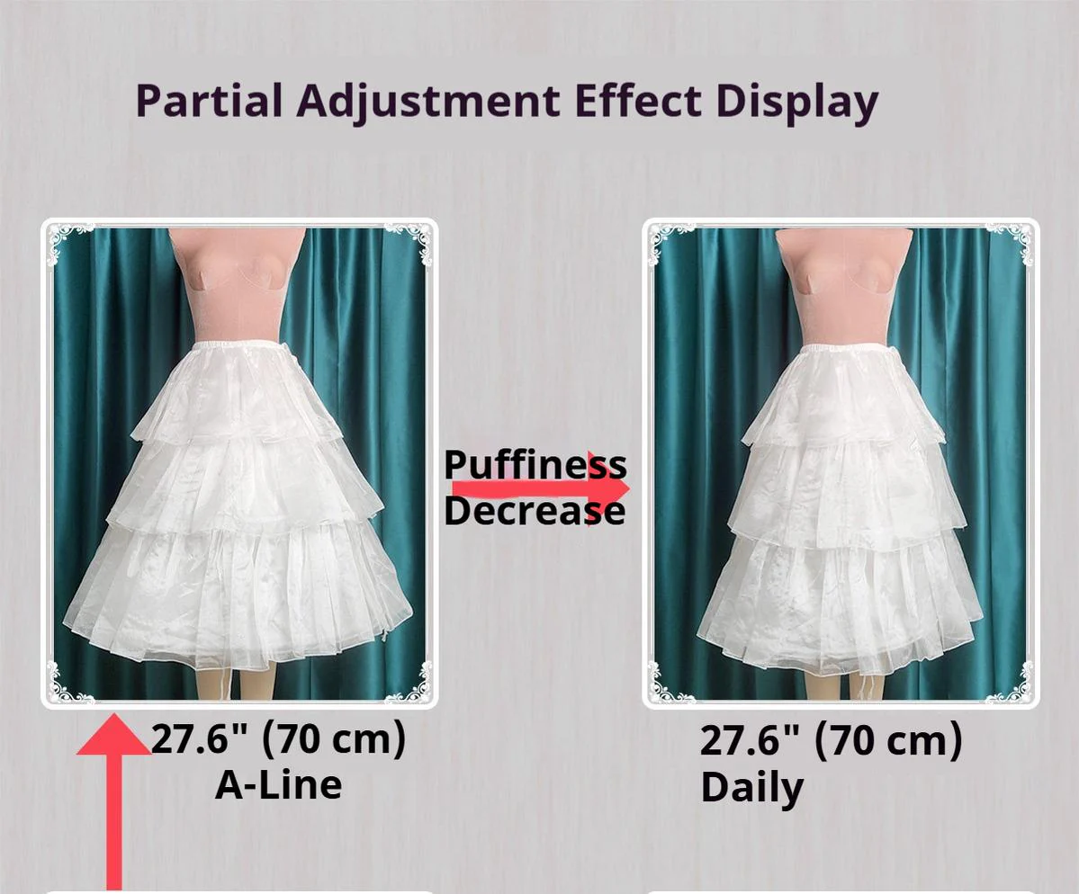 Puffy Lolita Hoop Petticoat, Adjustable Length & Volume - Image 11