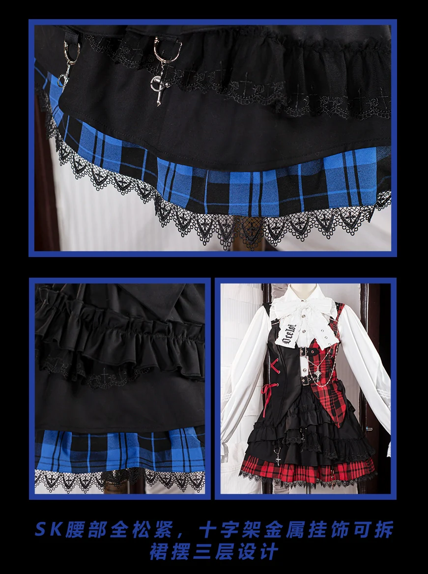 Kalila - Punk Lolita Dress Set Plaid Shorts Set - Image 22