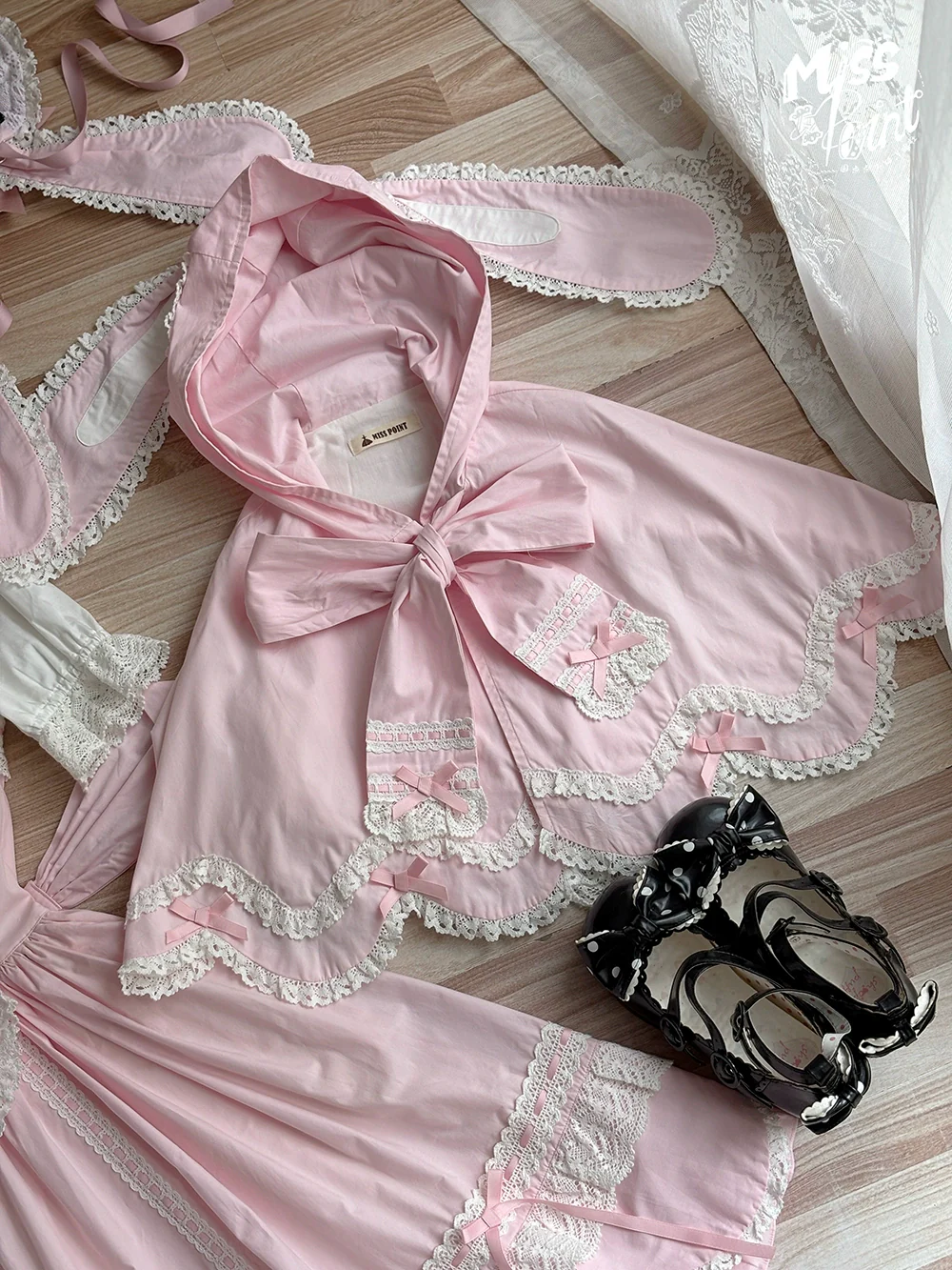 Vintage Petal Rabbit - Pure Cotton Kawaii Lolita Cape With Rabbit Ear Hood - Image 27
