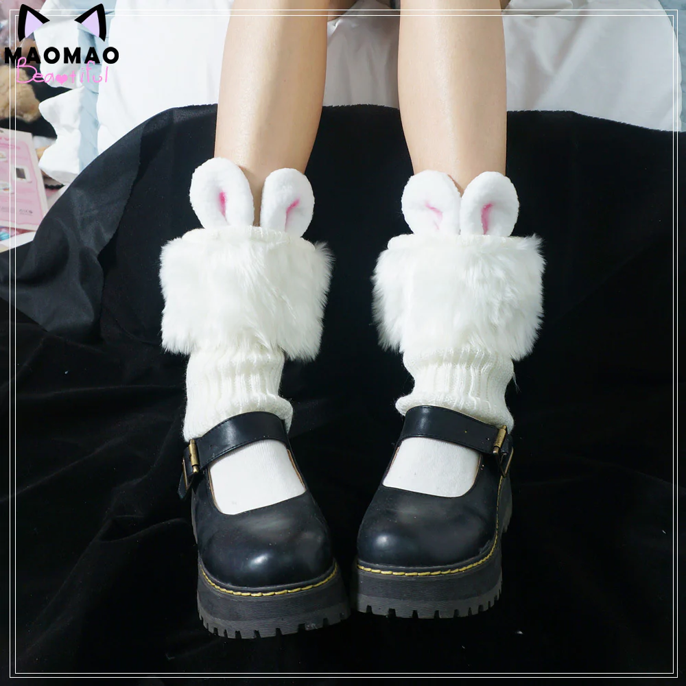 Kawaii Lolita Fluffy Rabbit Ears Leg Warmer - Image 6