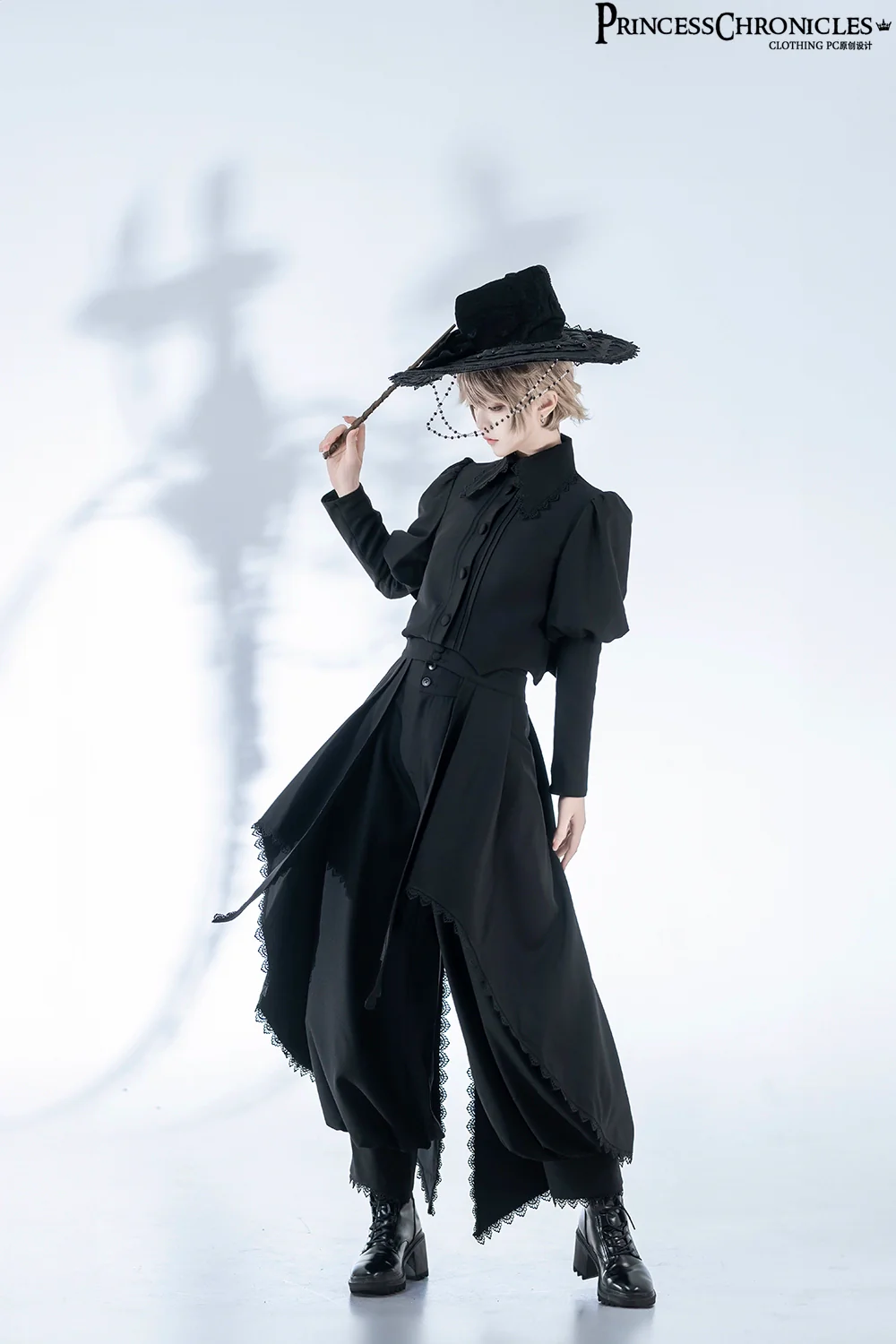 Sorcerer's law - Retro Gothic Lolita Coat Black Ninth Pants - Image 5