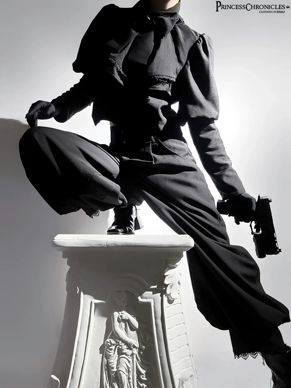 Sorcerer's law - Retro Gothic Lolita Coat Black Ninth Pants - Image 8