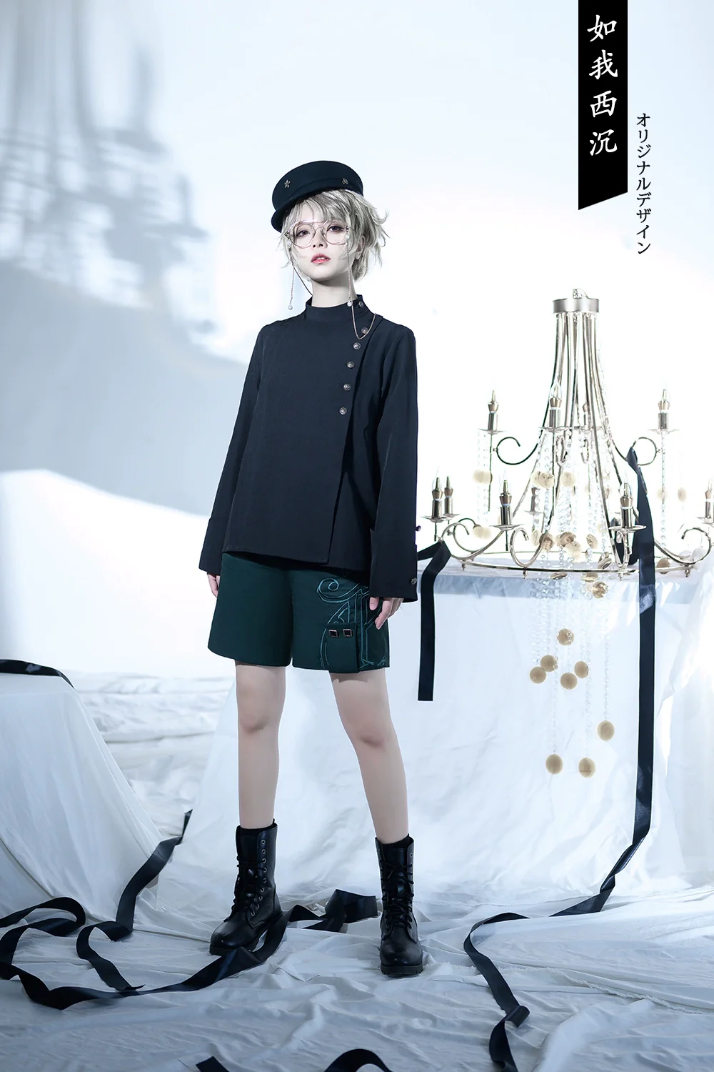 As I Sink West - Retro Ouji Lolita Prince Style Black Blouse - Image 16