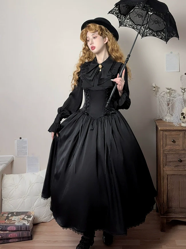 Astris - Reversible Classic Lolita High Waist Fishbone Skirt