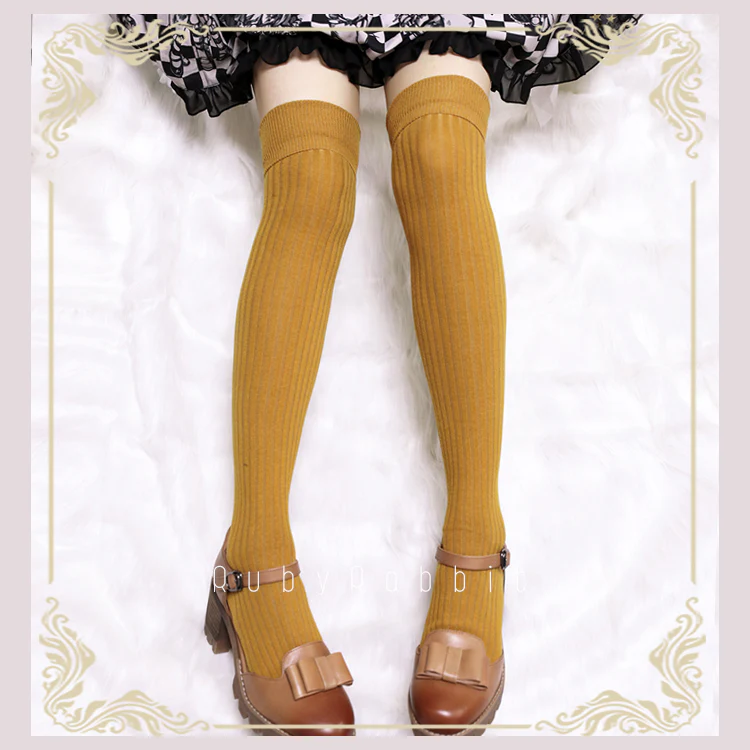 Pure Color Knee Stockings Multicolors - Image 2