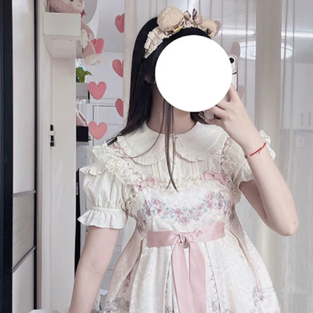 Plus Size Lolita Shirt Solid Color Short Sleeve Blouse - Image 14