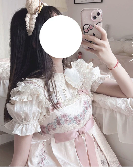 Plus Size Lolita Shirt Solid Color Short Sleeve Blouse - Image 16