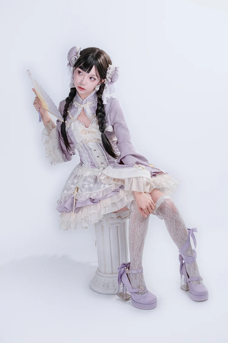 Dreamland - Floating Koi Land - Satin Classic Lolita Platform Shoes, Transparent Heel - Image 26