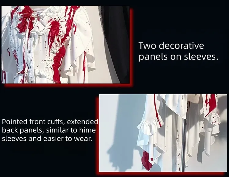 Echo of Deep Sea - Satin Ouji Lolita Trailing Blouse, Solid or Blood Stain Style - Image 15