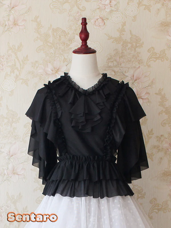 Butter - V Neckline Middle Sleeve Lolita Blouse - Image 10