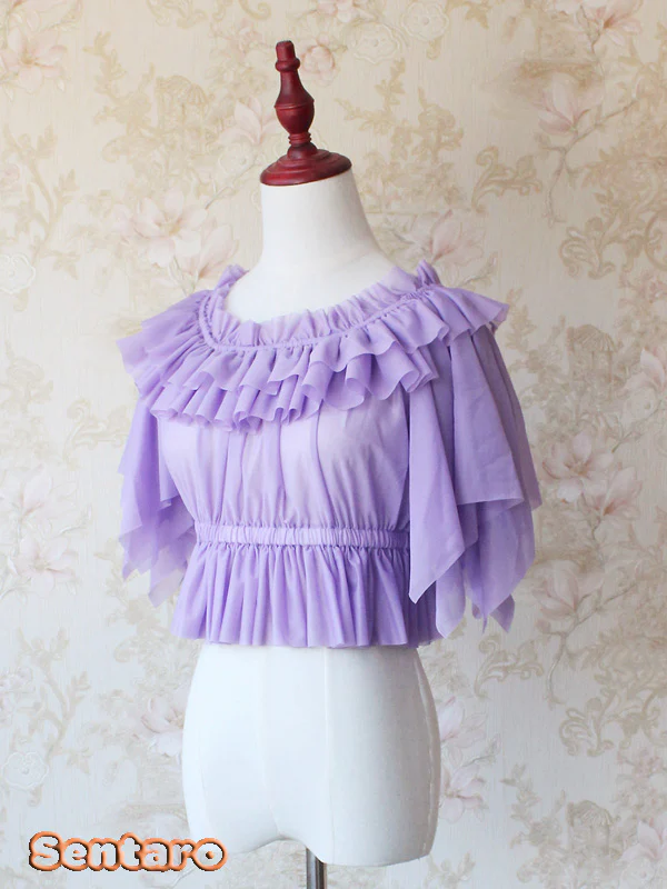Butterfly Cookies - Summer Fly Sleeves Lolita Chiffon Blouse - Image 11