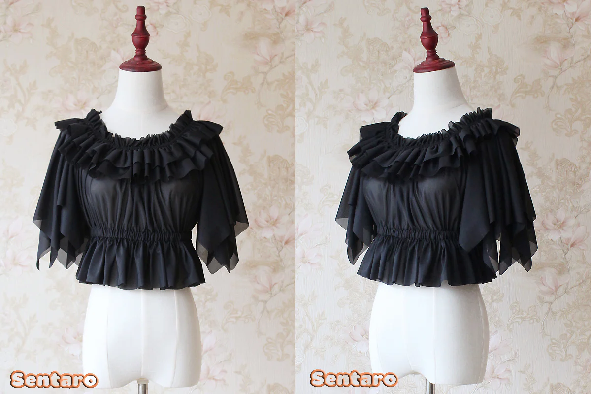 Butterfly Cookies - Summer Fly Sleeves Lolita Chiffon Blouse - Image 4