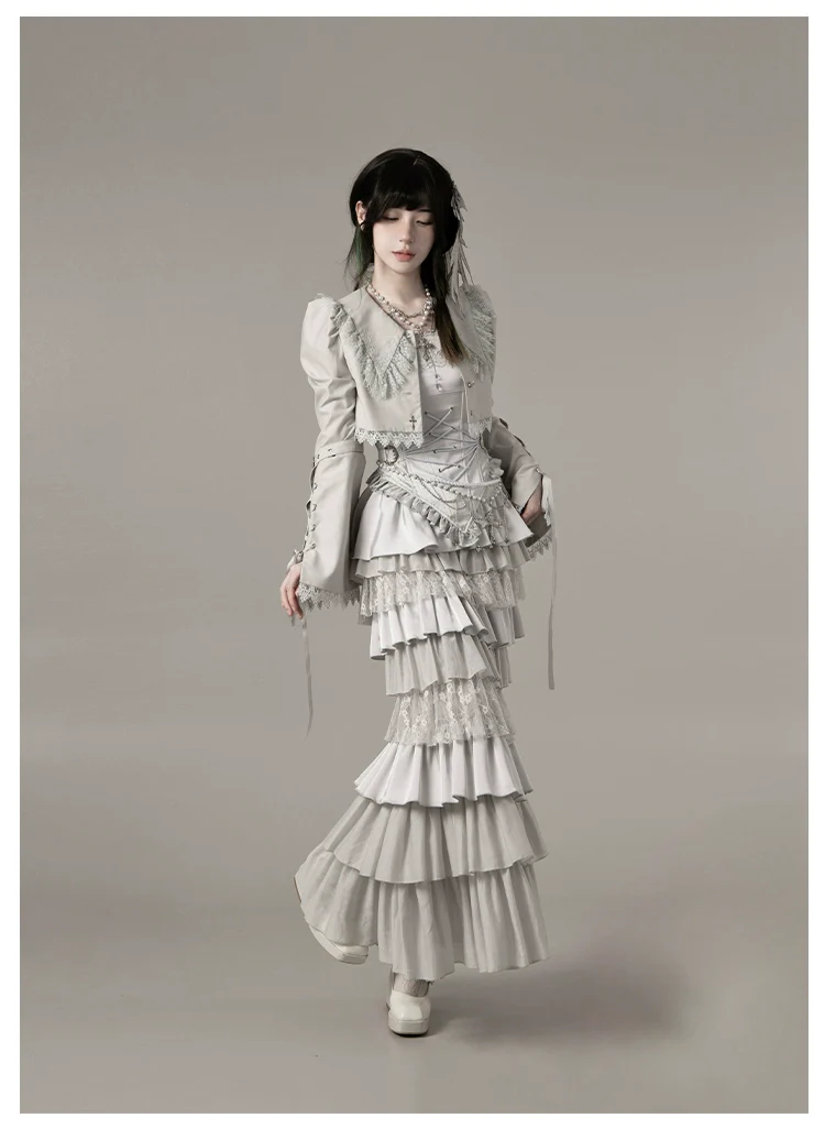 Humanoid Robot - Silver Gothic Lolita Mermaid Skirt Set - Image 57