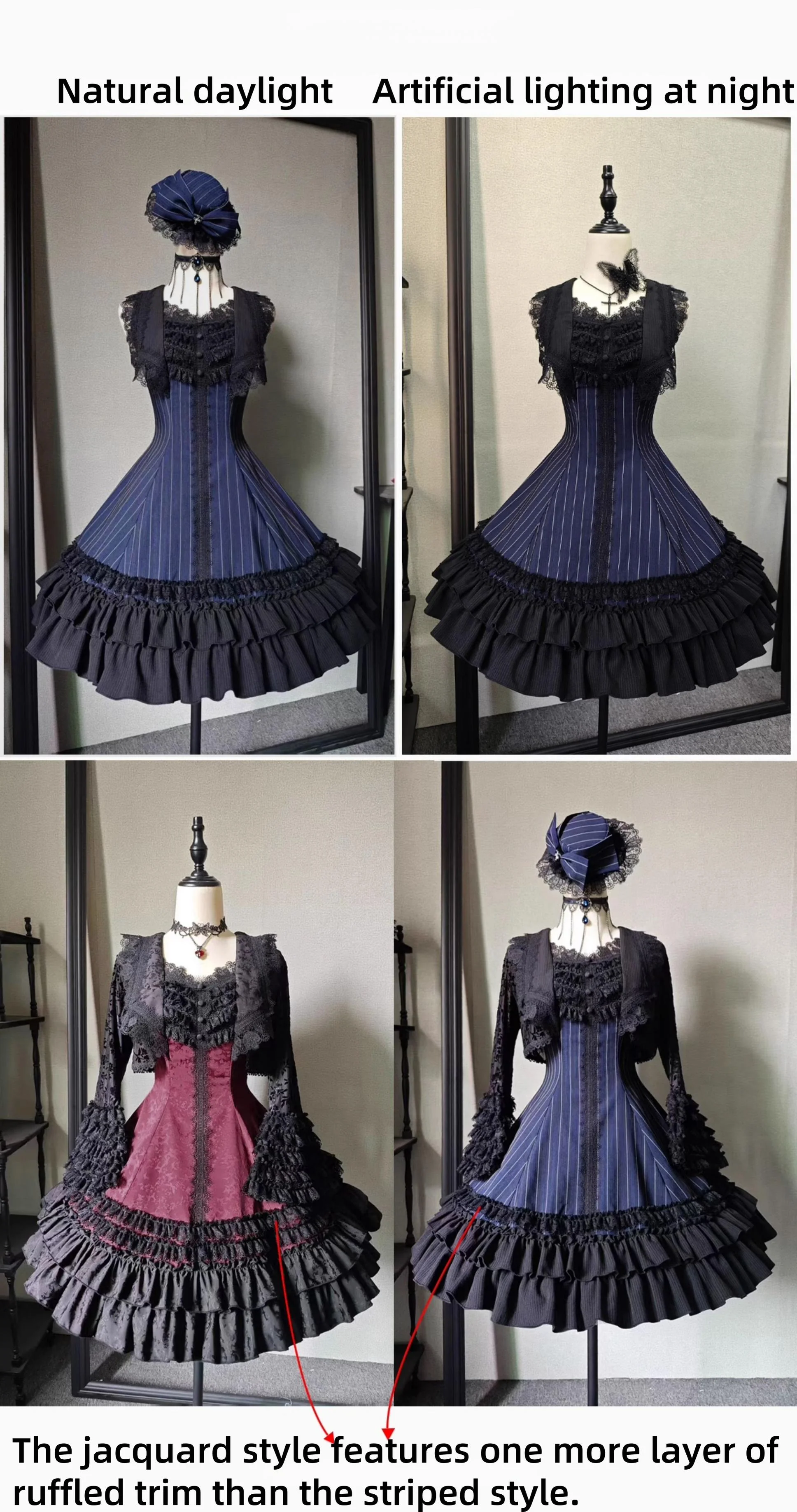 Six-Panel Gothic Lolita JSK Dress, Tiered Ruffles - Image 23