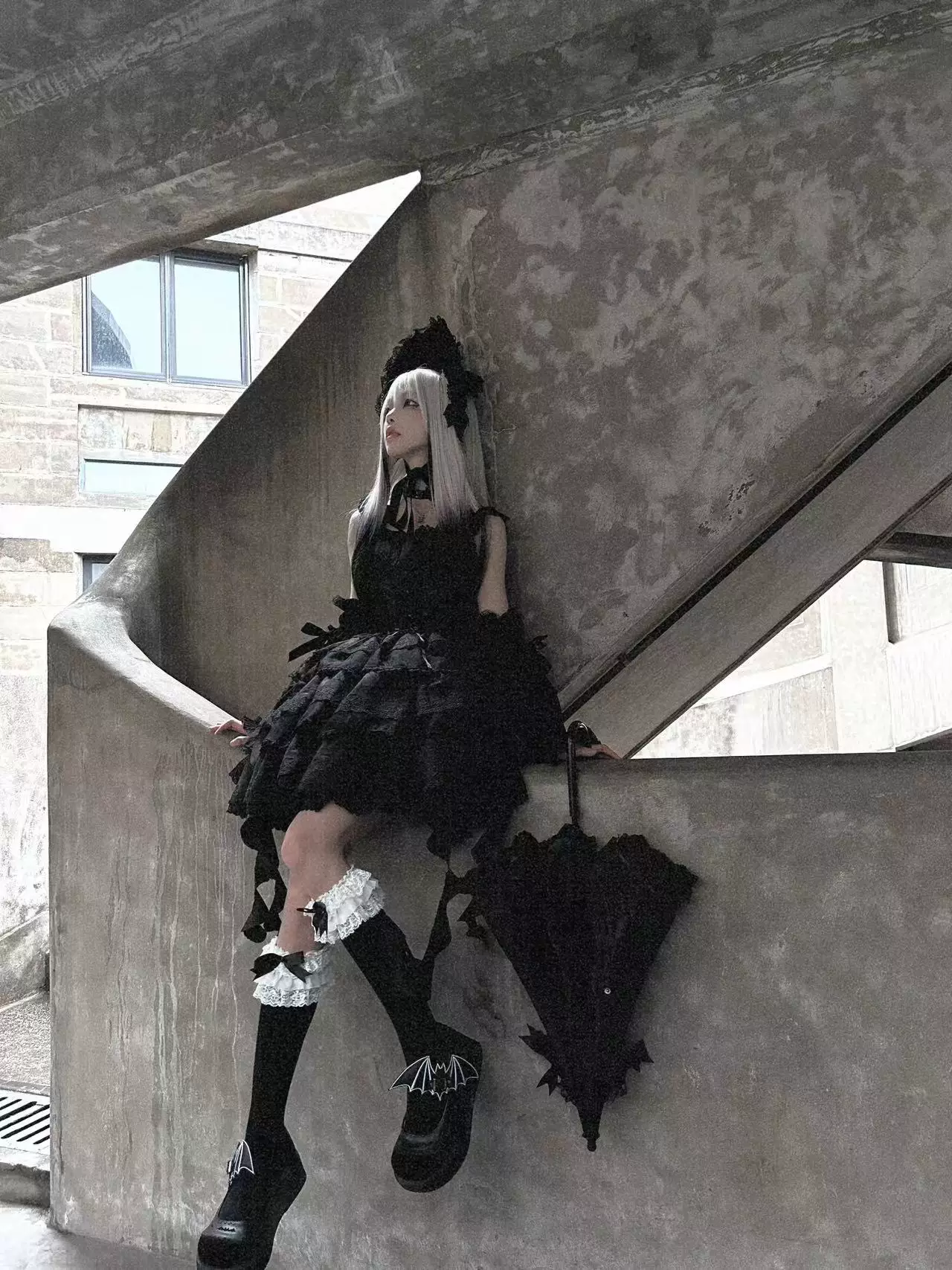 Mori Isle - Solid Gothic Lolita JSK Dress, Embroidered Lace - Image 13