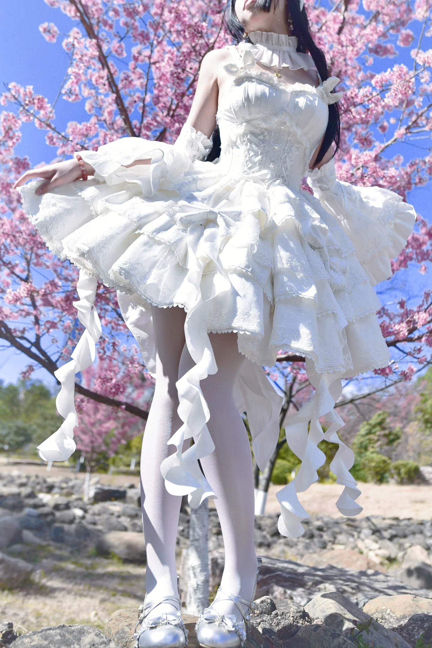 Mori Isle - Solid Gothic Lolita JSK Dress, Embroidered Lace - Image 28