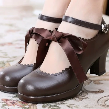 Qing Mengnuo - Elegant Lolita Satin High Heel Handmade Shoes - Image 4