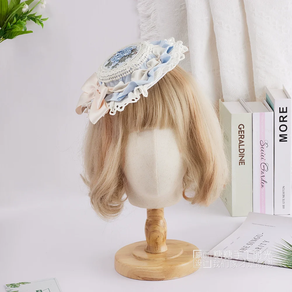 Sweet Lolita Top Hat, Floral Embroidery - Image 7