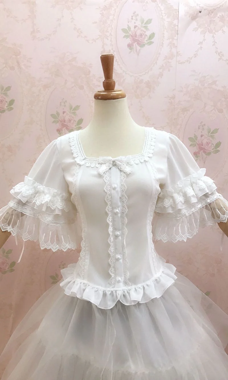 YIlia - Summer Lace Short Sleeve Lolita Blouse - Image 7