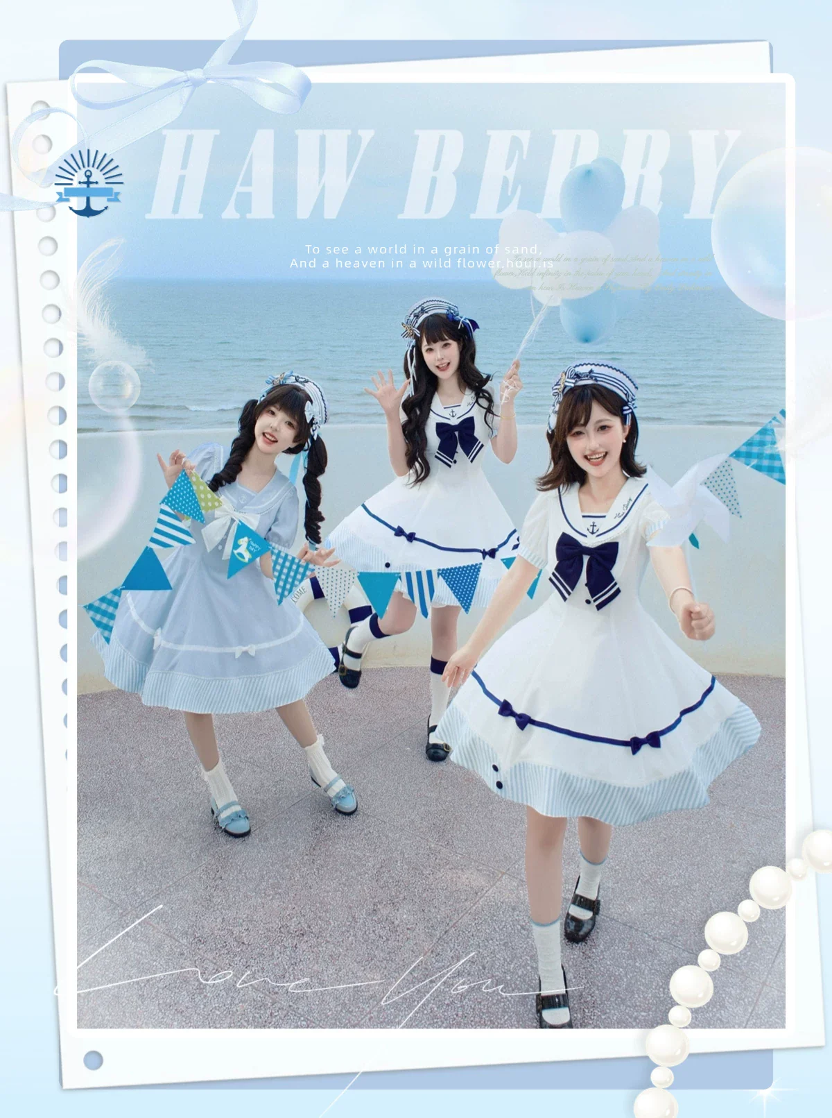 Little Sea Breeze - Summer Sailor Lolita OP Dress with Detachable Bow - Image 12