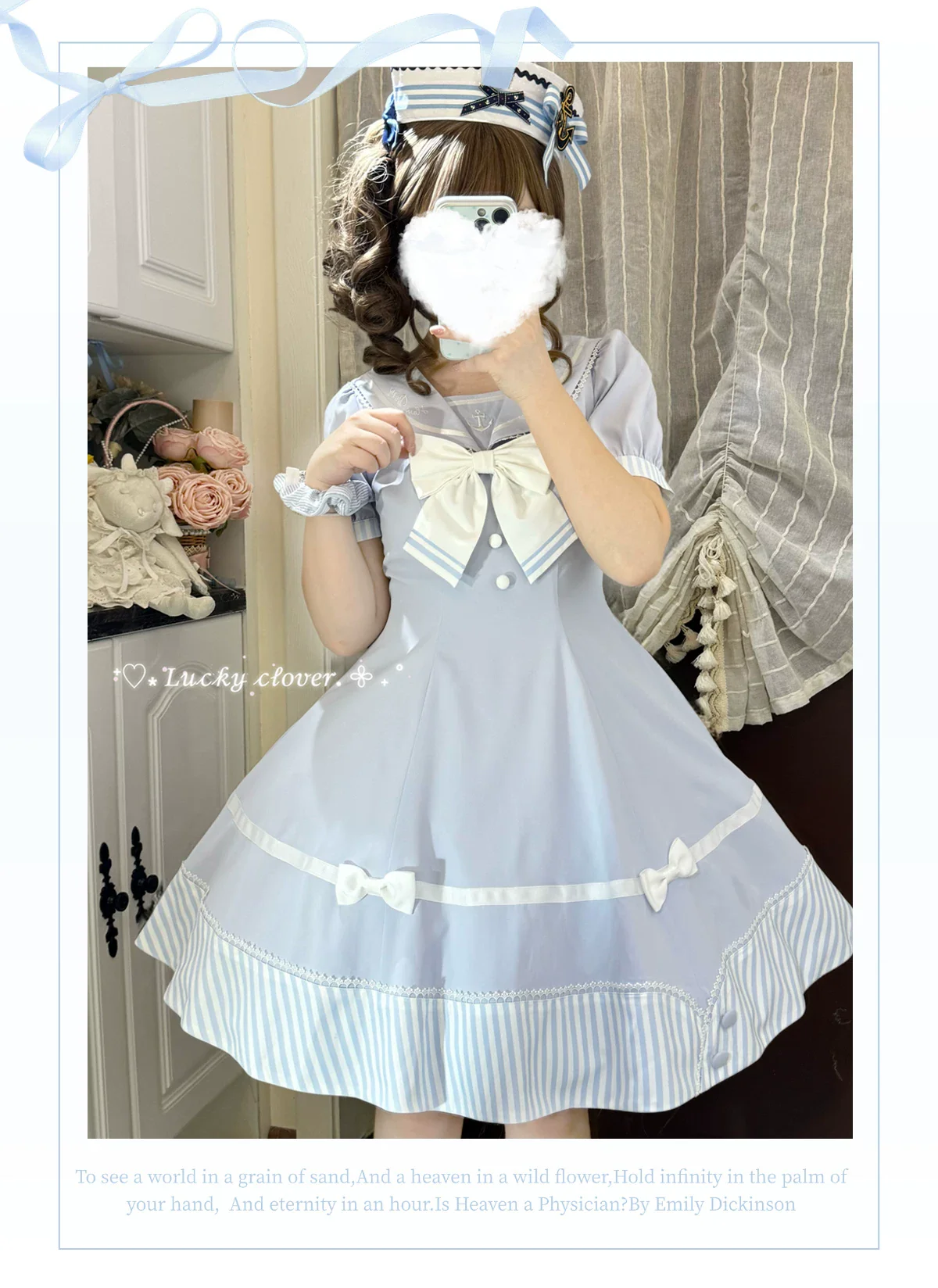Little Sea Breeze - Summer Sailor Lolita OP Dress with Detachable Bow - Image 20