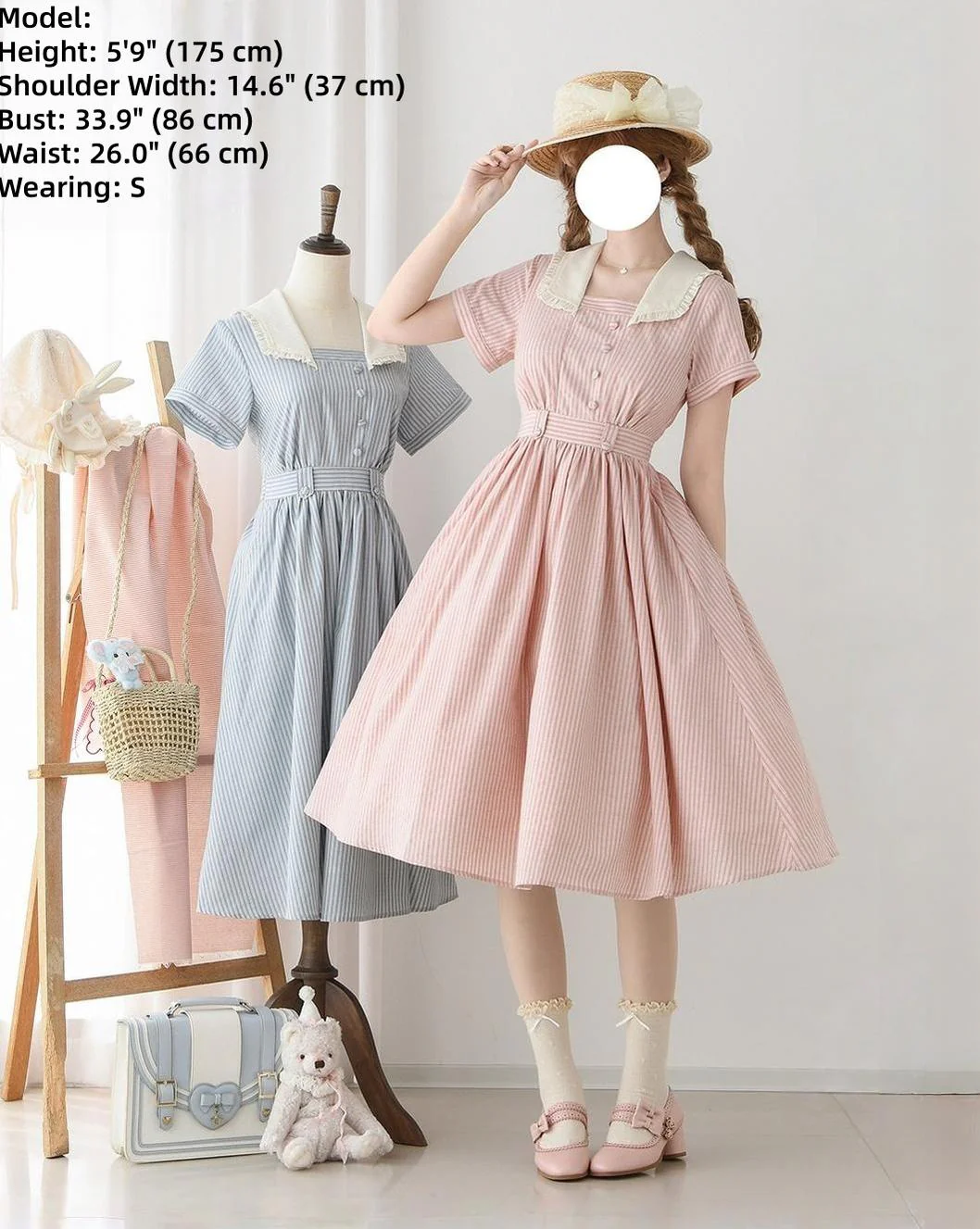 Endless Forest - Summer Striped Classic Lolita OP Dress, Short Sleeve - Image 7