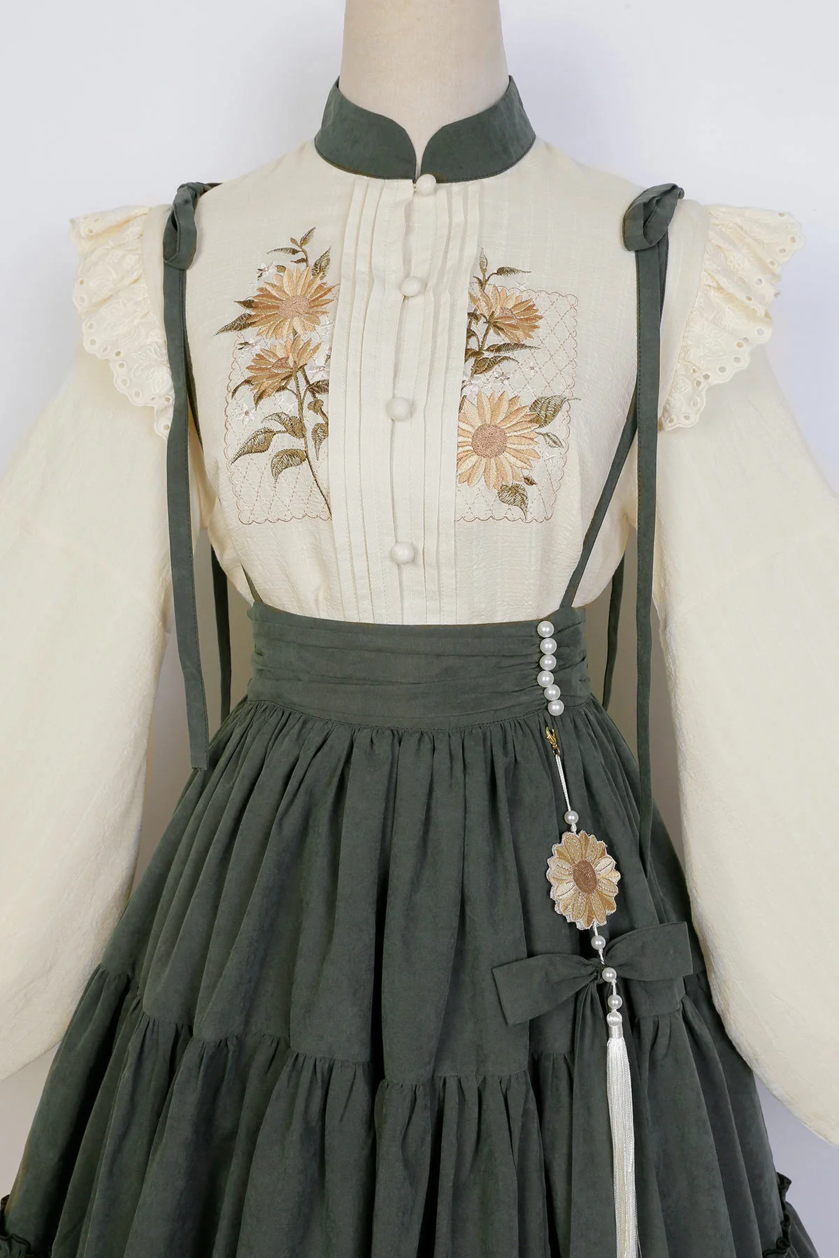 Meow Jun - Sunflower Appointment - Chinese Style Skirt and Blouse - Image 26