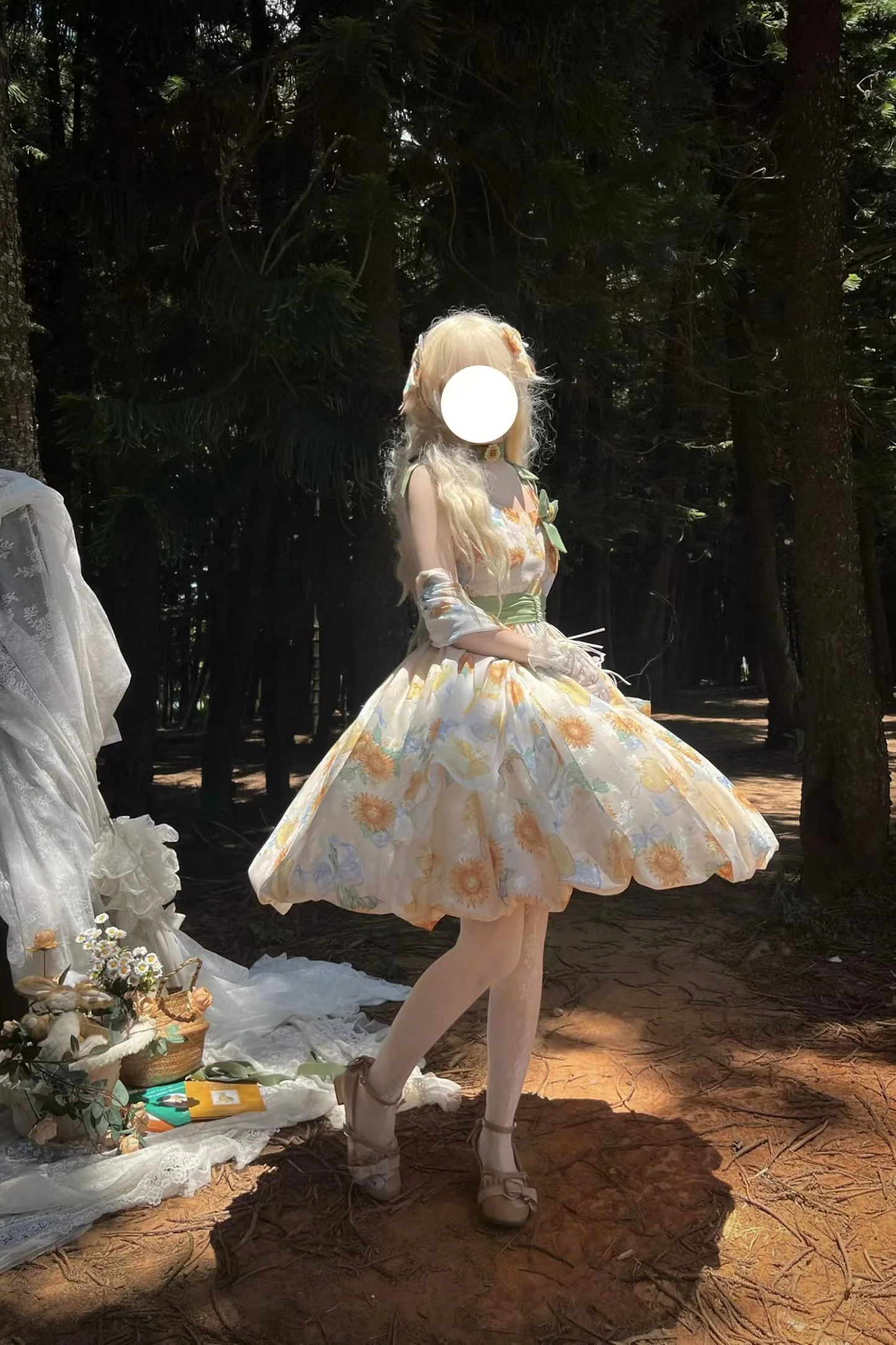 Akiyama Future Studio - Sunflower Print Lolita JSK Dress in Breathable Light Fabric - Image 20