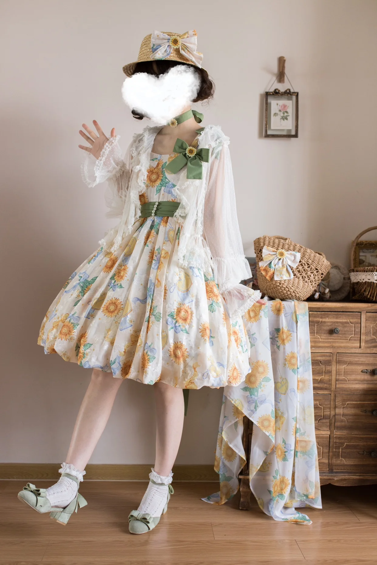 Akiyama Future Studio - Sunflower Print Lolita JSK Dress in Breathable Light Fabric - Image 37