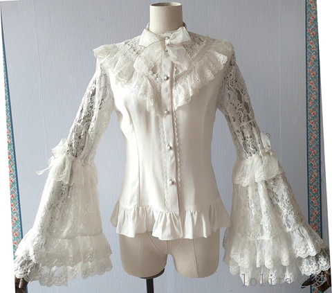 Time of the Day - Elegant Lolita Hime Sleeve White Blouse - Image 3