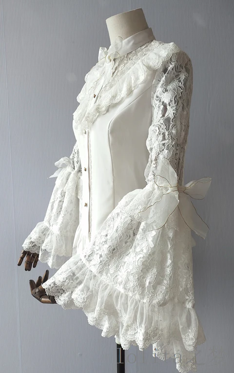 Time of the Day - Elegant Lolita Hime Sleeve White Blouse - Image 4