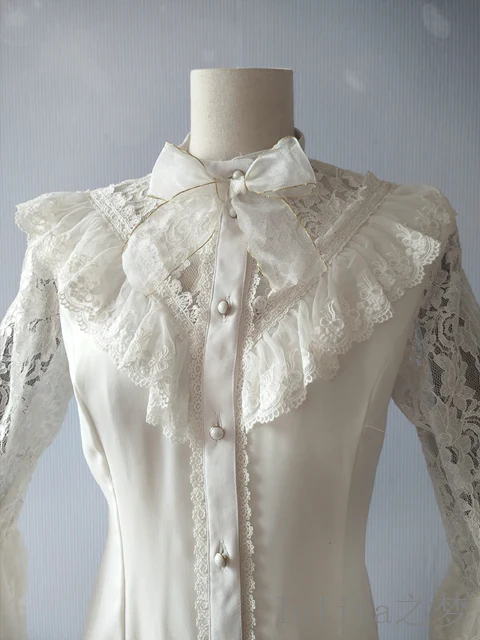 Time of the Day - Elegant Lolita Hime Sleeve White Blouse - Image 7