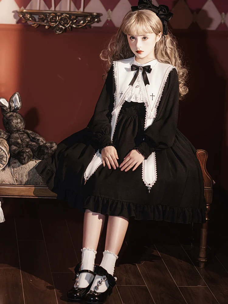 Sweet Date - Gothic Lolita Dress Black Nun OP for Halloween - Image 4