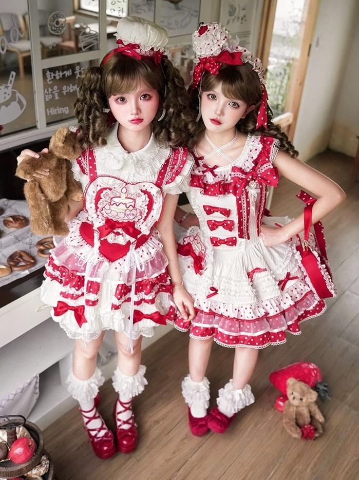 Shuang Sheng Xiao Xiong - Bite The Cake - Sweet Lolita Accessories, Red & White Polka Dots - Image 22