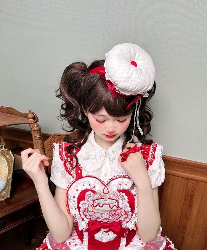 Shuang Sheng Xiao Xiong - Bite The Cake - Sweet Lolita Accessories, Red & White Polka Dots - Image 25