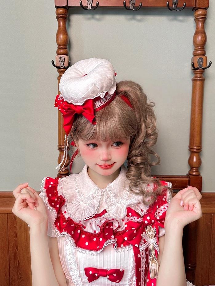 Shuang Sheng Xiao Xiong - Bite The Cake - Sweet Lolita Accessories, Red & White Polka Dots - Image 26