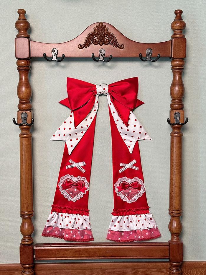 Shuang Sheng Xiao Xiong - Bite The Cake - Sweet Lolita Accessories, Red & White Polka Dots - Image 27