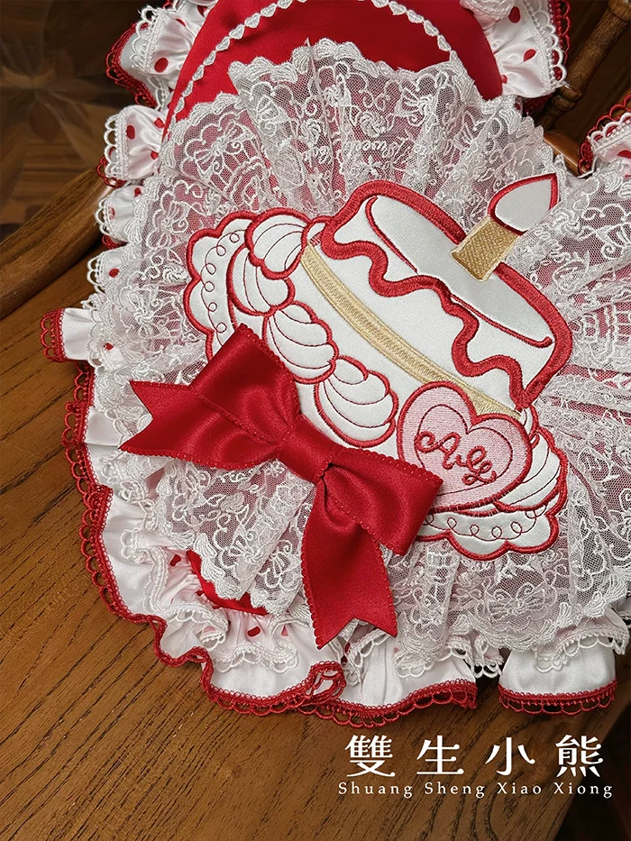 Shuang Sheng Xiao Xiong - Bite The Cake - Sweet Lolita Accessories, Red & White Polka Dots - Image 38