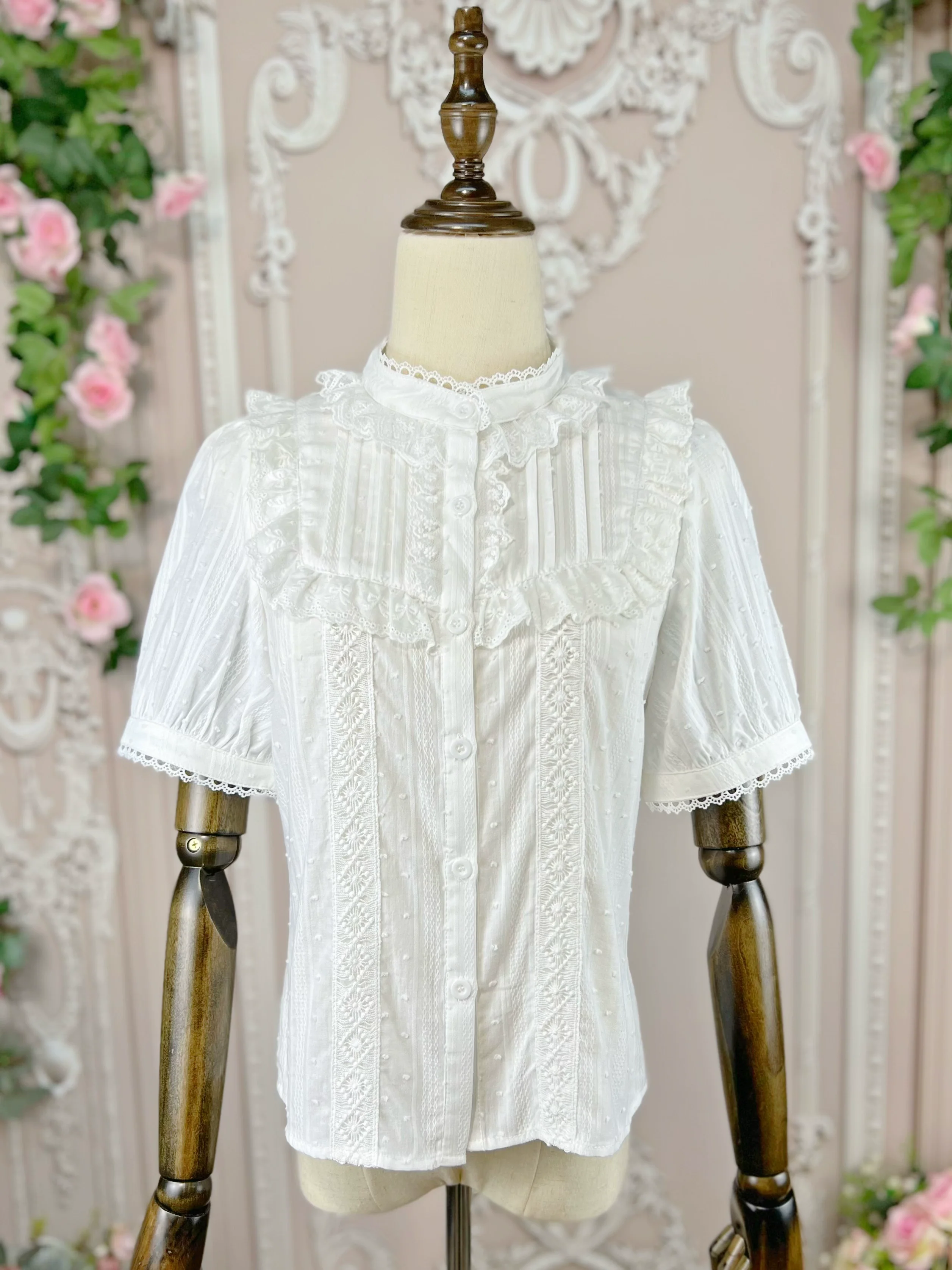 Sweet Lolita Blouse Cotton Summer Short Sleeve Shirt - Image 2